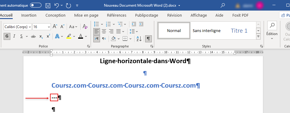 Ligne horizontale dans Word