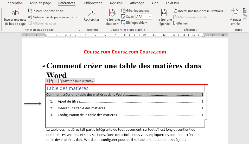 Table des matières