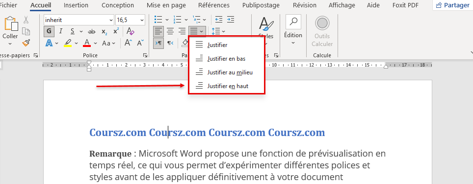 L'alignement justifié dans Word